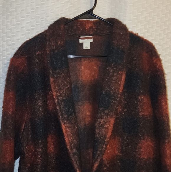 Plaid Wool Blend Coat Folklore Teddy Jacket Cabincore Aesthetic - Picture 3 of 7